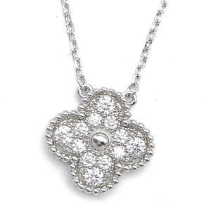 925 Sterling Silver four leaf clover pave set CZ 16”-18” adjustable neck…